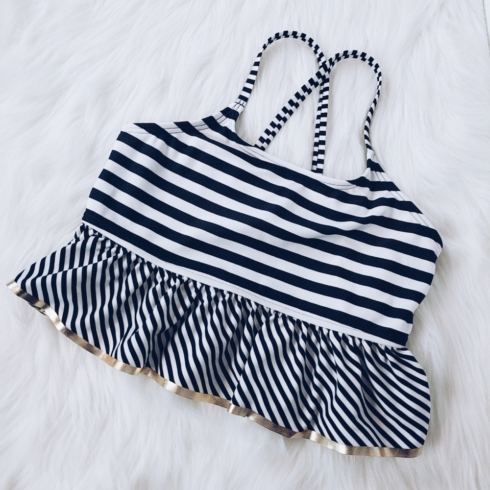 Cat & Jack Tankini Black White Stripe Gold Cross